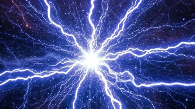 Electricity energy lightening bolt in space.