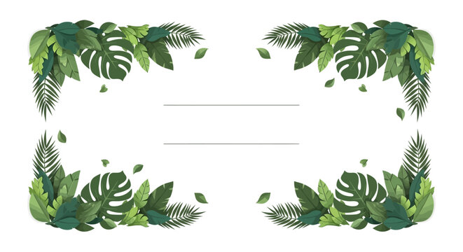 Tropical Jungle Leaves Border Frame with Copy Space for Text - Lush Greenery