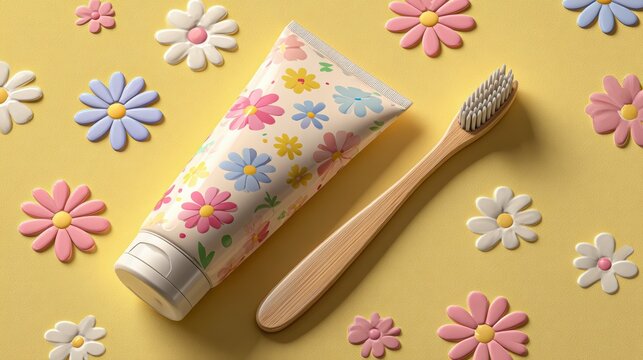 Pastel Toothbrushes with toothpaste,Mouth hygiene,Vector illustration,gadgets help cleaning teeth and reduce cavities risk,brushes for healthy smile and hygiene,Dental care concept.