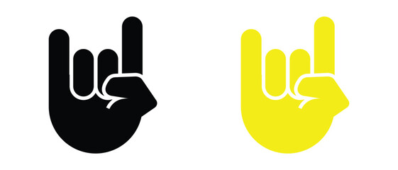 Fototapeta premium Rocks on hand horns icon, rocks hand icon set, Rock Hand Gesture symbol, punk horns rocks hand icon set.