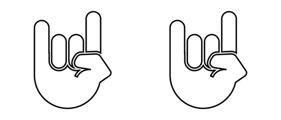 Fototapeta premium Rocks on hand horns icon, rocks hand icon set, Rock Hand Gesture symbol, punk horns rocks hand icon set.