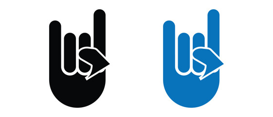 Fototapeta premium Rocks on hand horns icon, rocks hand icon set, Rock Hand Gesture symbol, punk horns rocks hand icon set.