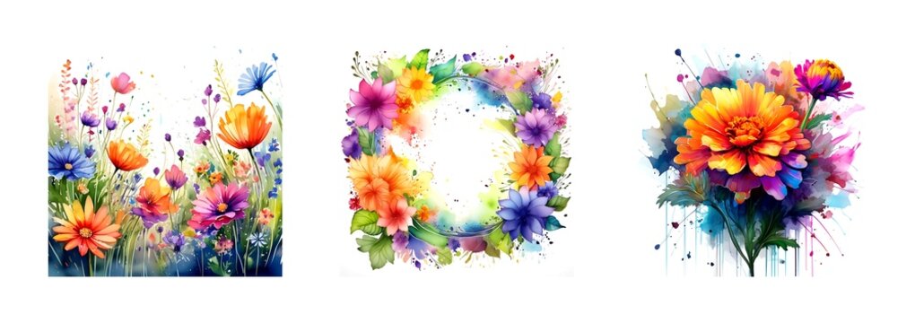 Bunte Blumen Aquarell Bilder