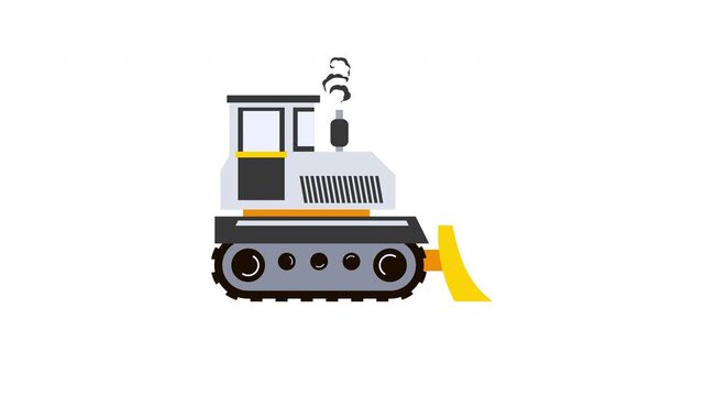 Bulldozer forward movement construction vehicle animation
