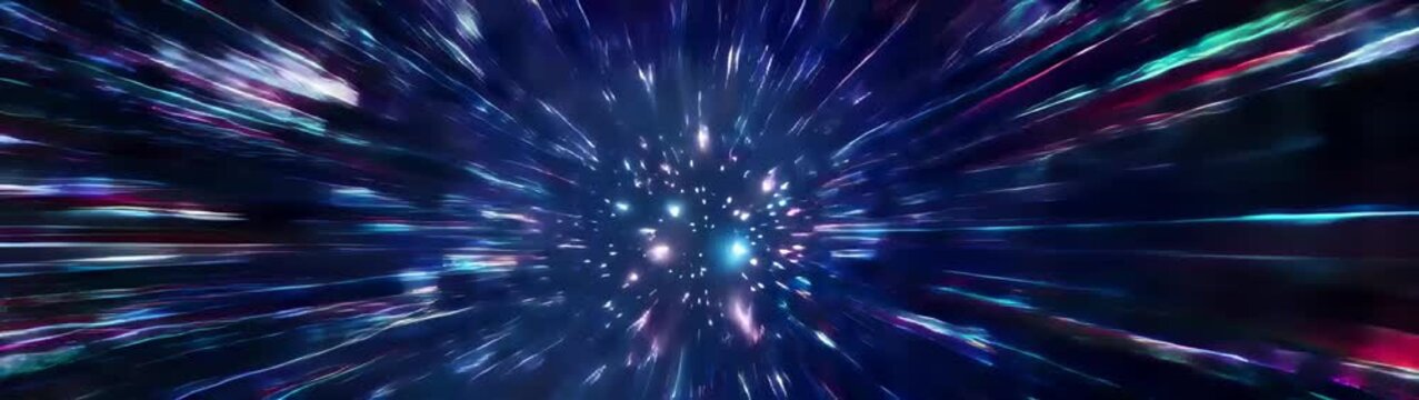 A blue and white star field with a bright light