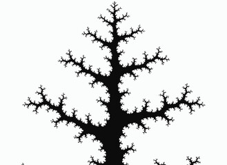 Fototapeta premium Intricate Fractal Silhouette: A mesmerizing fractal design unfolds, a striking interplay of complexity and elegance. Its intricate branches and patterns evoke a sense of mathematical beauty.