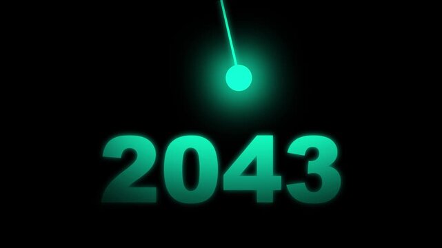 Modern 2043 text animation with spotlight beam in black scene,  futuristic New Year Innovation, Vision, Success and Business Growth Concept , Innovation 4k animation video.