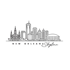 Fototapeta premium New Orleans Skyline Line Icon – Minimal Black Outline Cityscape Vector