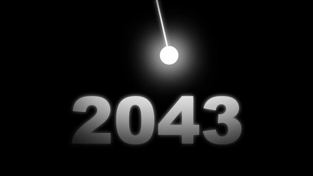 Modern 2043 text animation with spotlight beam in black scene,  futuristic New Year Innovation, Vision, Success and Business Growth Concept , Innovation 4k animation video.