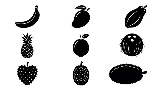 Black fruit icons on white.