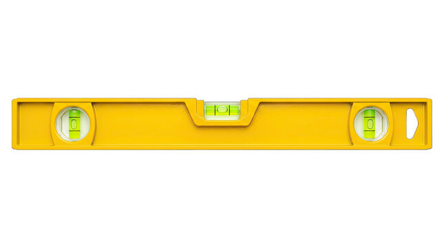 Yellow spirit level tool isolated on transparent background