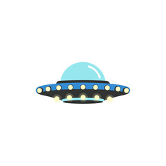 a stylized flat design ufo spaceship with bright yellow lights perfect for illustrating alien technology space travel and extraterrestrial themes.