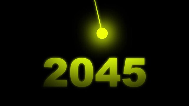 Modern 2045 text animation with spotlight beam in black scene,  futuristic New Year Innovation, Vision, Success and Business Growth Concept , Innovation 4k animation video.