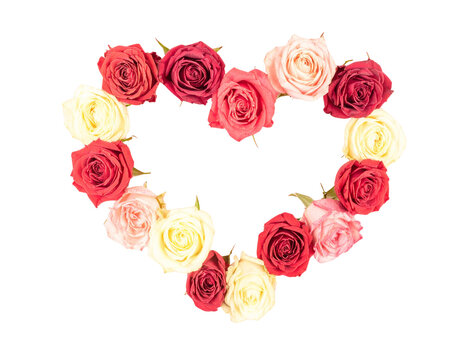 Valentines day message with heart shapes made of roses  