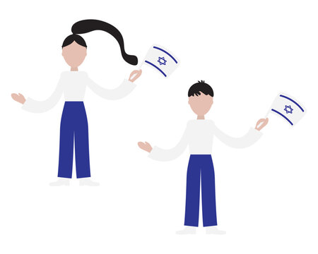 People waving Israel flag, Blue White Israel Independence day vector design
