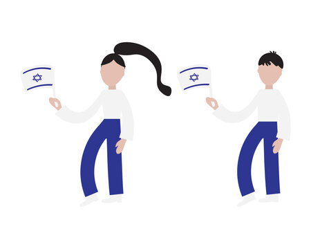 Man and Woman holding Israel flag, Blue White Israel Independence day vector design