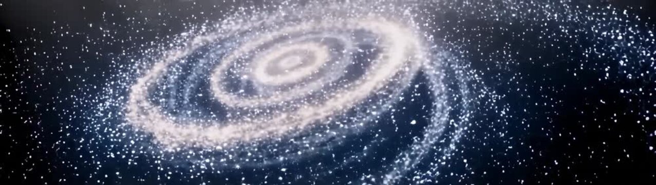 Galaxy-like spiral pattern in a dark blue sky