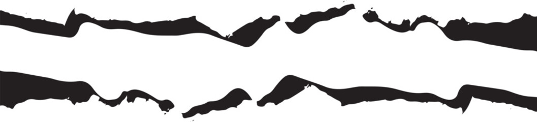 Obraz premium Two horizontal black ink brush strokes on a plain white background