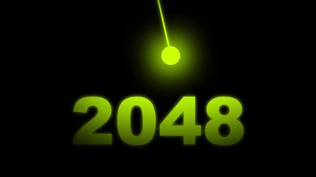 Modern 2048 text animation with spotlight beam in black scene,  futuristic New Year Innovation, Vision, Success and Business Growth Concept , Innovation 4k animation video.