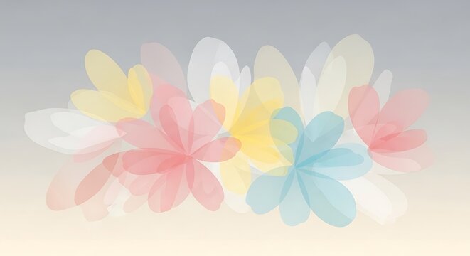 A blurry image of colorful butterfly shaped objects on a gray background