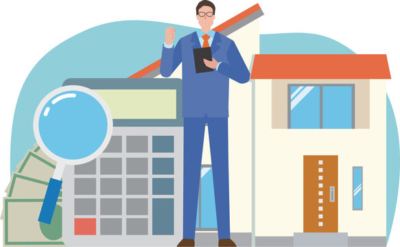 戸建て住宅と男性