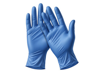 Obraz premium Pair of blue latex gloves on white background for medical or industrial use