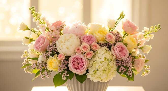 Beautiful floral arrangement in a vase on a table