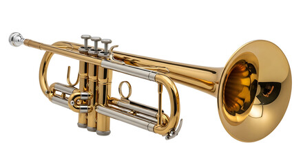 Obraz premium a trumpet a brass wind musical instrument isolated as orchestra instrument on white background.
