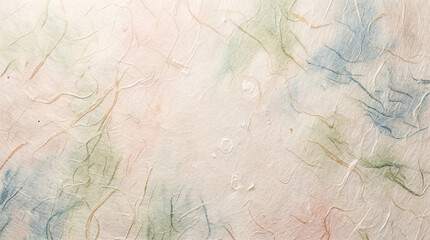 Fototapeta premium Traditional Japanese Washi Paper Texture Abstract Background, Handmade Fiber Pastel Watercolor, Copy Space, close-up