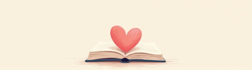 Heart shaped object on top of an open book