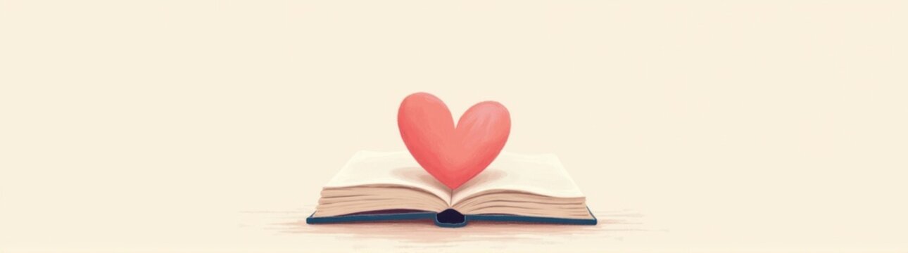Heart shaped object on top of an open book