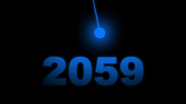 Elegant 2059 new year text animation with cinematic spotlight glow.