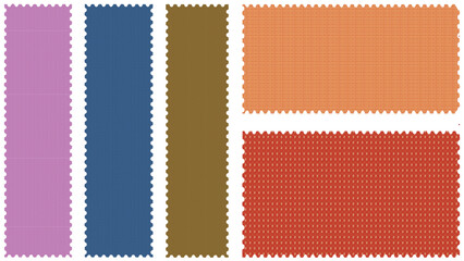 Fototapeta premium fabric swatches and textile samples featuring a vibrant color palette of textured materials cut with pinking shears