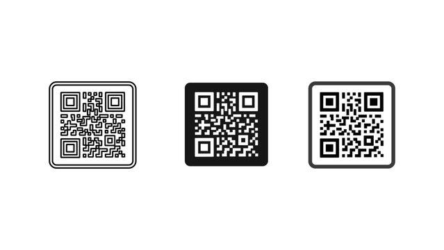 set of three qr code templates in minimalist flat design vector illustration