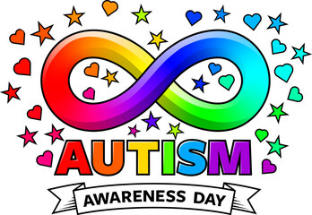 Naklejka na ściany i meble An autism awareness day rainbow infinity symbol illustration