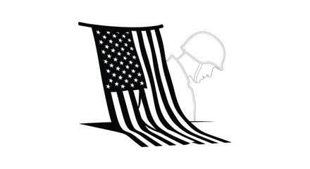 Fototapeta premium American flag, waving flag, patriotism symbol, vector illustration