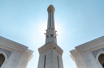 Fototapeta premium walls windows and a stone staircase with symbols of Islam inside a mosque