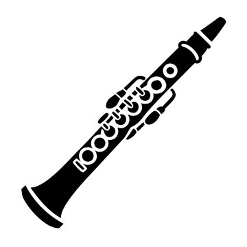 oboe silhouette icon illustration for woodwind music instrument orchestra band and performance design
