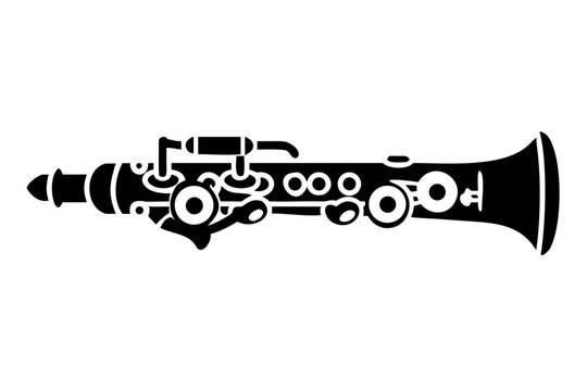 oboe silhouette illustration for woodwind music instrument orchestra band and performance design