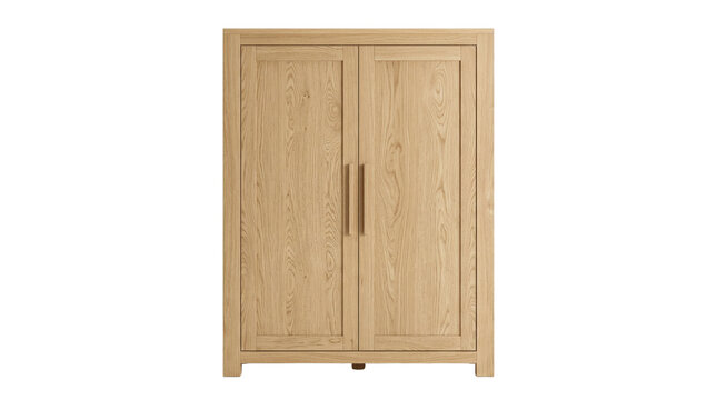 Solid light oak wood two door wardrobe cabinet