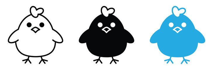 Cute Little Chick Icon Set for Farm Poultry Business and Easter Holiday Decoration Symbols © Welcome