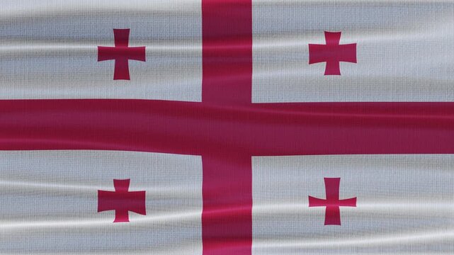 Georgia flag waving in the wind with high quality fabric texture