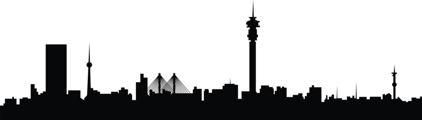 Fototapeta premium Johannesburg Skyline Silhouette City in South Africa Vector