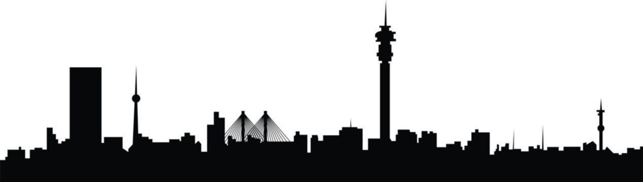 Johannesburg Skyline Silhouette City in South Africa Vector