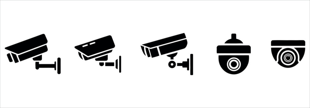 Collection of professional security cameras in various designs, ideal for business, technology, or home safety marketing materials and educational content.