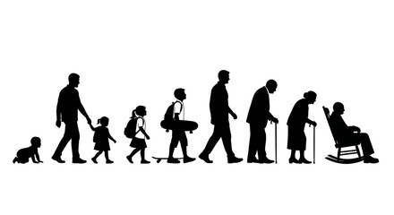 Fototapeta premium The Universal Human Journey A Conceptual Graphic Illustrating Life's Stages from Babyhood Through Adulthood to Seniority