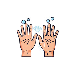 Obraz premium hands washing with soap bubbles.