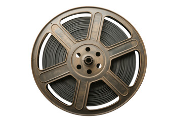 Obraz premium Reel with black tape cinema production recording isolated on a transparent background