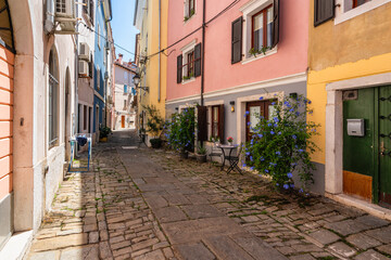 Naklejka premium Scenic sight in Piran, beautiful coastal town on the Adriatic sea, Slovenia.