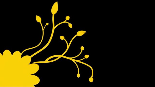 Abstract golden vine with budding leaves on a dark background